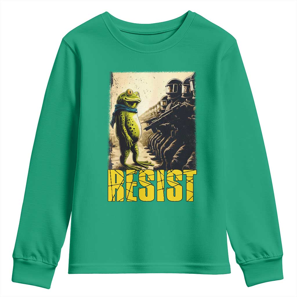 Resist Frog Youth Sweatshirt Stand Against Free Portland Protest TS02 Irish Green Print Your Wear