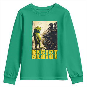 Resist Frog Youth Sweatshirt Stand Against Free Portland Protest TS02 Irish Green Print Your Wear