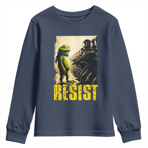 Resist Frog Youth Sweatshirt Stand Against Free Portland Protest TS02 Navy Print Your Wear