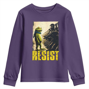 Resist Frog Youth Sweatshirt Stand Against Free Portland Protest TS02 Purple Print Your Wear