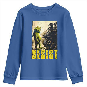 Resist Frog Youth Sweatshirt Stand Against Free Portland Protest TS02 Royal Blue Print Your Wear