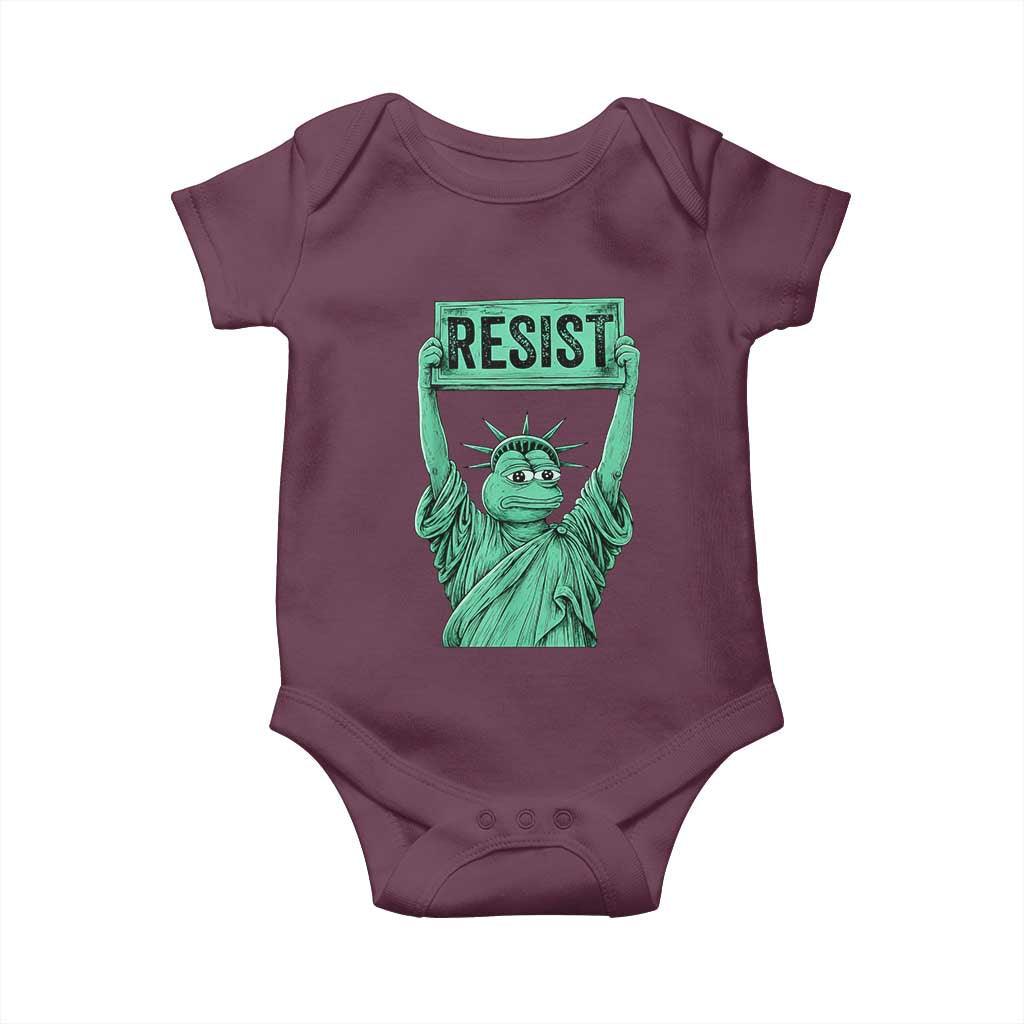 Funny Liberty Frog Meme Resist Baby Onesie Portland Frogs Protest Freedom Fighter TS02 Maroon Print Your Wear