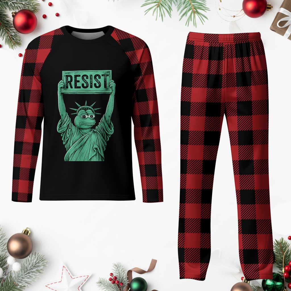 Funny Liberty Frog Meme Resist Plaid Pajama Set Portland Frogs Protest Freedom Fighter TS02 Buffalo Plaid Print Your Wear