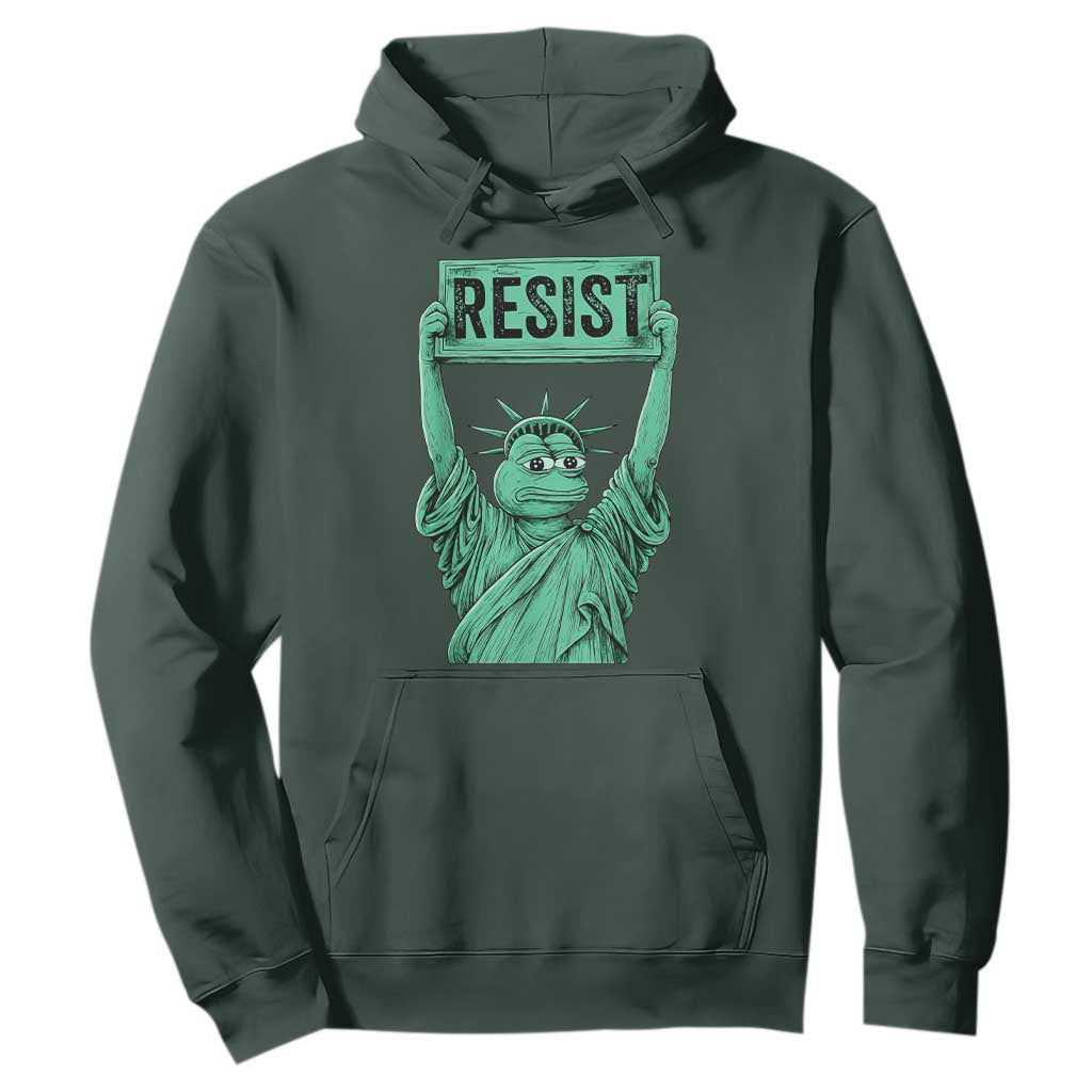 Funny Liberty Frog Meme Resist Hoodie Portland Frogs Protest Freedom Fighter TS02 Dark Forest Green Print Your Wear