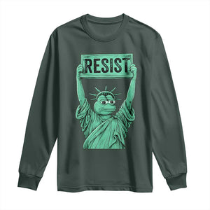 Funny Liberty Frog Meme Resist Long Sleeve Shirt Portland Frogs Protest Freedom Fighter TS02 Dark Forest Green Print Your Wear