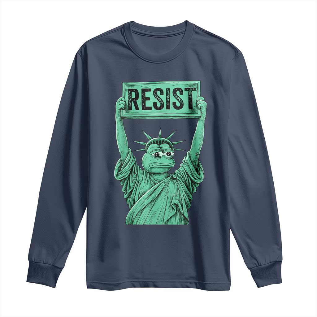 Funny Liberty Frog Meme Resist Long Sleeve Shirt Portland Frogs Protest Freedom Fighter TS02 Navy Print Your Wear