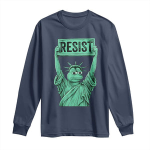 Funny Liberty Frog Meme Resist Long Sleeve Shirt Portland Frogs Protest Freedom Fighter TS02 Navy Print Your Wear