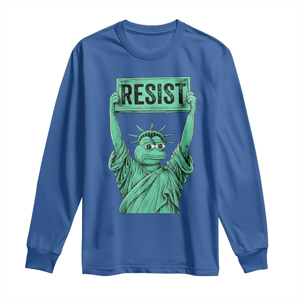Funny Liberty Frog Meme Resist Long Sleeve Shirt Portland Frogs Protest Freedom Fighter TS02 Royal Blue Print Your Wear