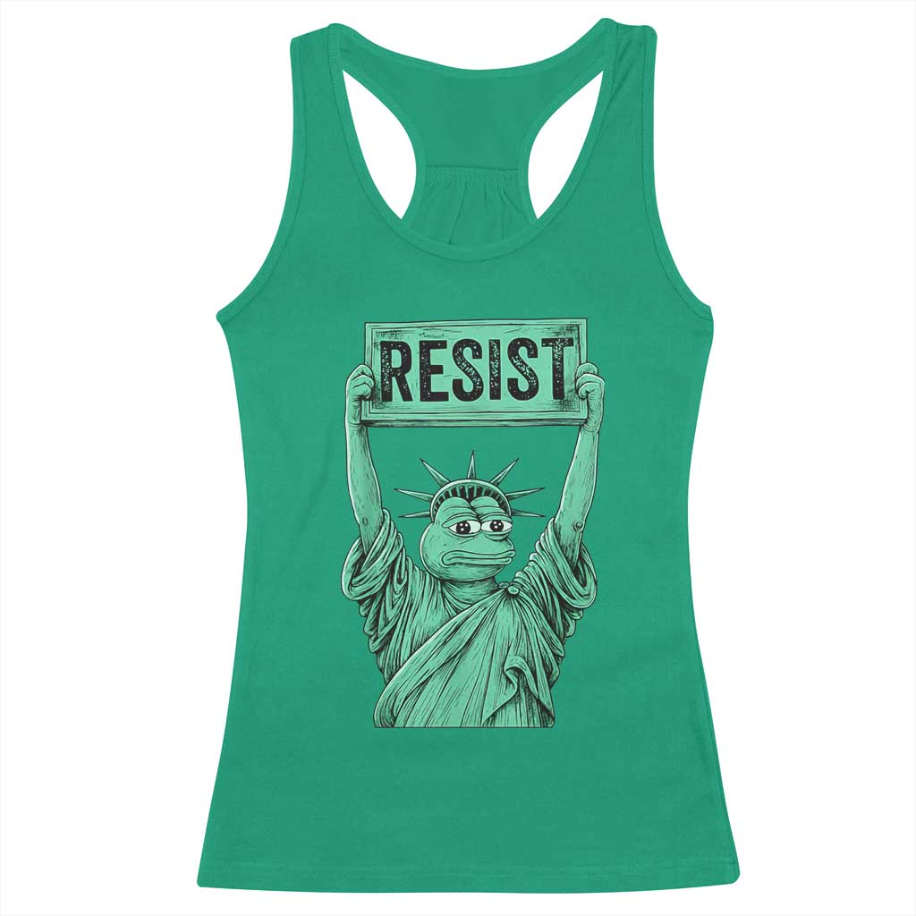 Funny Liberty Frog Meme Resist Racerback Tank Top Portland Frogs Protest Freedom Fighter TS02 Irish Green Print Your Wear