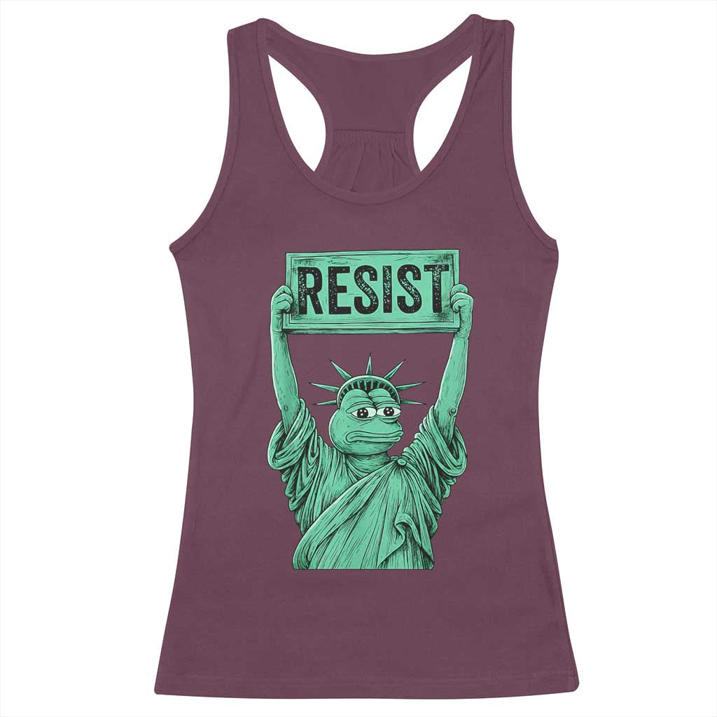 Funny Liberty Frog Meme Resist Racerback Tank Top Portland Frogs Protest Freedom Fighter TS02 Maroon Print Your Wear