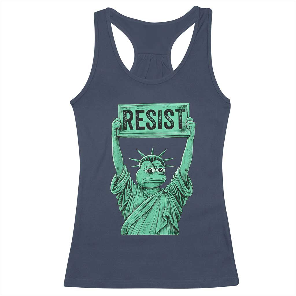 Funny Liberty Frog Meme Resist Racerback Tank Top Portland Frogs Protest Freedom Fighter TS02 Navy Print Your Wear