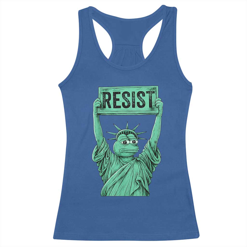 Funny Liberty Frog Meme Resist Racerback Tank Top Portland Frogs Protest Freedom Fighter TS02 Royal Blue Print Your Wear