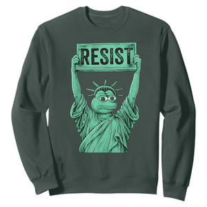 Funny Liberty Frog Meme Resist Sweatshirt Portland Frogs Protest Freedom Fighter TS02 Dark Forest Green Print Your Wear