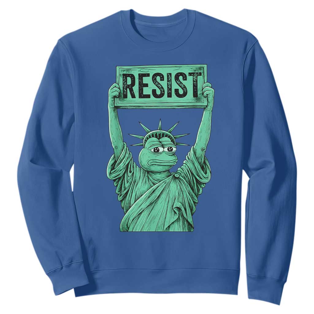 Funny Liberty Frog Meme Resist Sweatshirt Portland Frogs Protest Freedom Fighter TS02 Royal Blue Print Your Wear