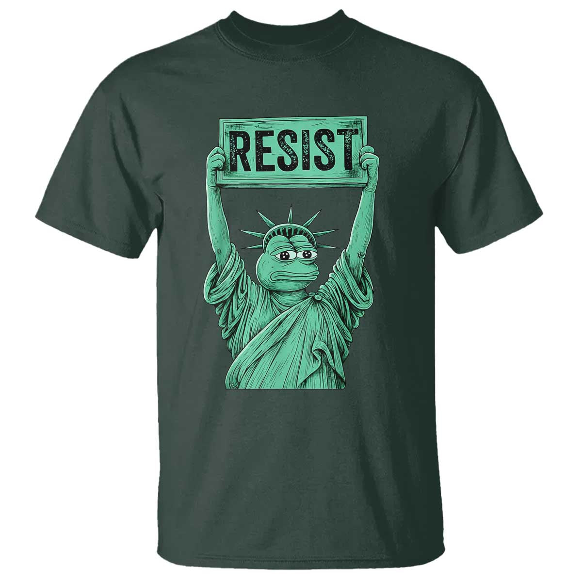 Funny Liberty Frog Meme Resist T Shirt Portland Frogs Protest Freedom Fighter TS02 Dark Forest Green Print Your Wear