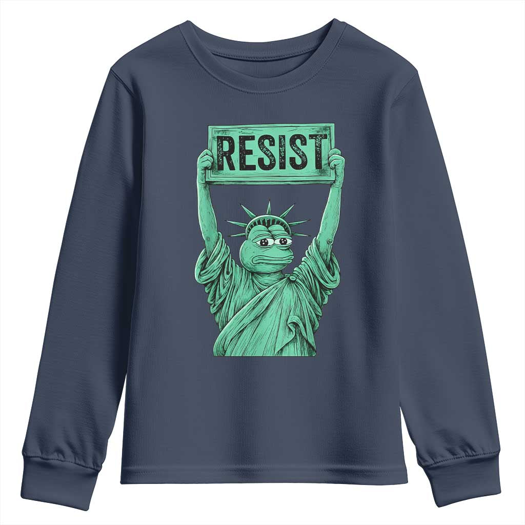 Funny Liberty Frog Meme Resist Youth Sweatshirt Portland Frogs Protest Freedom Fighter TS02 Navy Print Your Wear