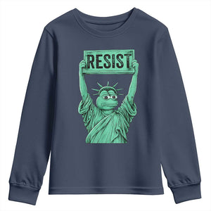 Funny Liberty Frog Meme Resist Youth Sweatshirt Portland Frogs Protest Freedom Fighter TS02 Navy Print Your Wear