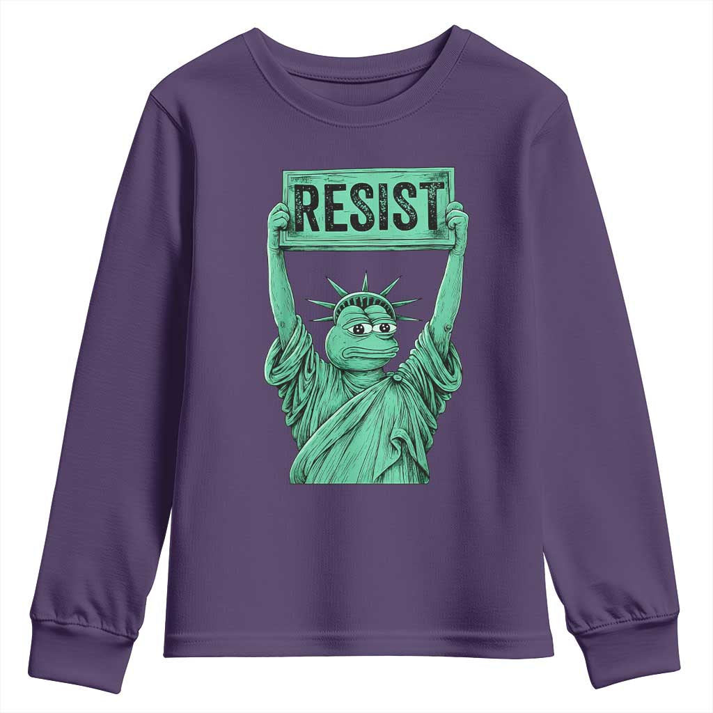 Funny Liberty Frog Meme Resist Youth Sweatshirt Portland Frogs Protest Freedom Fighter TS02 Purple Print Your Wear
