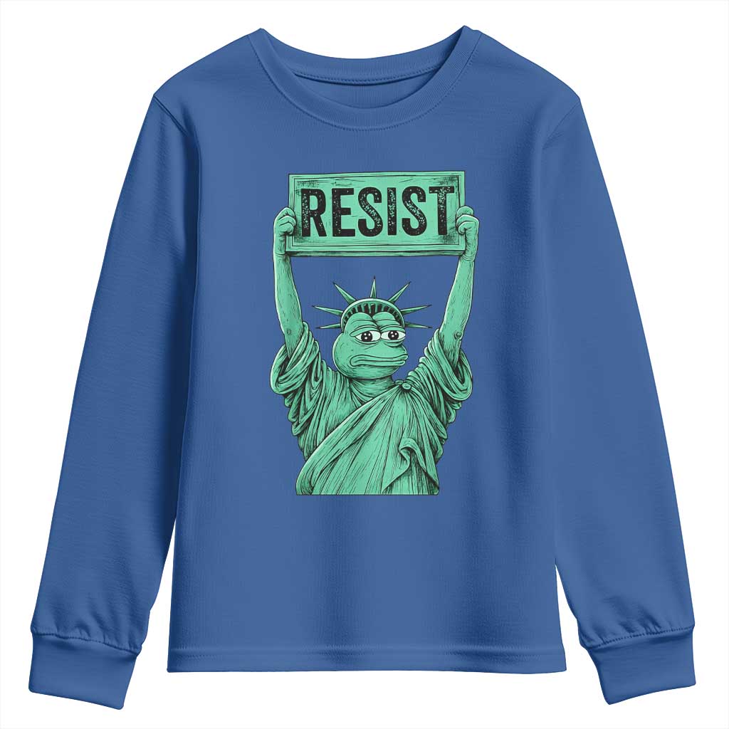 Funny Liberty Frog Meme Resist Youth Sweatshirt Portland Frogs Protest Freedom Fighter TS02 Royal Blue Print Your Wear