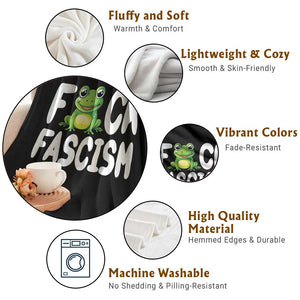 Funny Frog Fck Fascism Throw Blanket Resist Protest Human Rights TS02 Print Your Wear