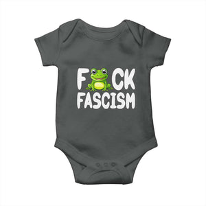 Funny Frog Fck Fascism Baby Onesie Resist Protest Human Rights TS02 Dark Heather Print Your Wear