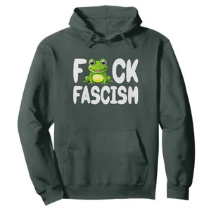 Funny Frog Fck Fascism Hoodie Resist Protest Human Rights TS02 Dark Forest Green Print Your Wear