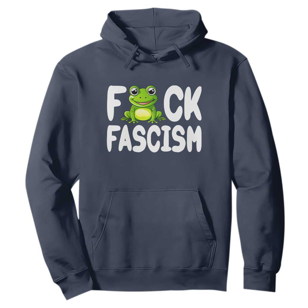 Funny Frog Fck Fascism Hoodie Resist Protest Human Rights TS02 Navy Print Your Wear
