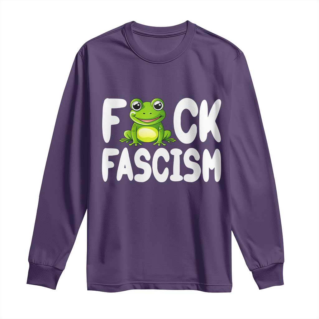 Funny Frog Fck Fascism Long Sleeve Shirt Resist Protest Human Rights TS02 Purple Print Your Wear