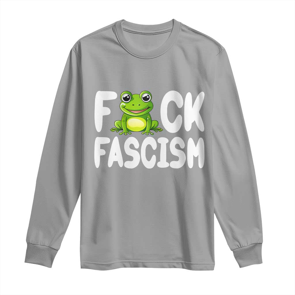 Funny Frog Fck Fascism Long Sleeve Shirt Resist Protest Human Rights TS02 Sport Gray Print Your Wear