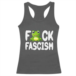 Funny Frog Fck Fascism Racerback Tank Top Resist Protest Human Rights TS02 Dark Heather Print Your Wear