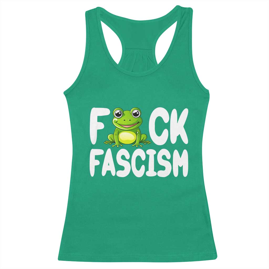 Funny Frog Fck Fascism Racerback Tank Top Resist Protest Human Rights TS02 Irish Green Print Your Wear