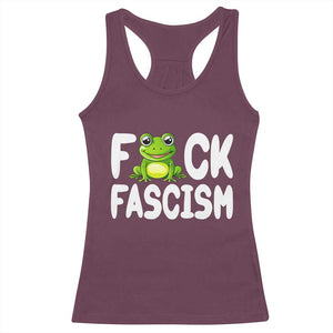 Funny Frog Fck Fascism Racerback Tank Top Resist Protest Human Rights TS02 Maroon Print Your Wear