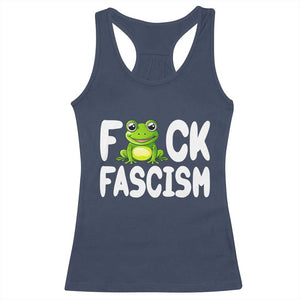 Funny Frog Fck Fascism Racerback Tank Top Resist Protest Human Rights TS02 Navy Print Your Wear