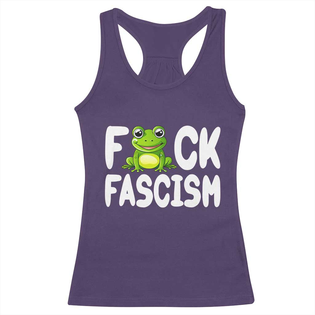 Funny Frog Fck Fascism Racerback Tank Top Resist Protest Human Rights TS02 Purple Print Your Wear