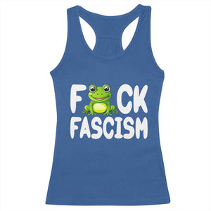 Funny Frog Fck Fascism Racerback Tank Top Resist Protest Human Rights TS02 Royal Blue Print Your Wear