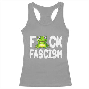 Funny Frog Fck Fascism Racerback Tank Top Resist Protest Human Rights TS02 Sport Gray Print Your Wear