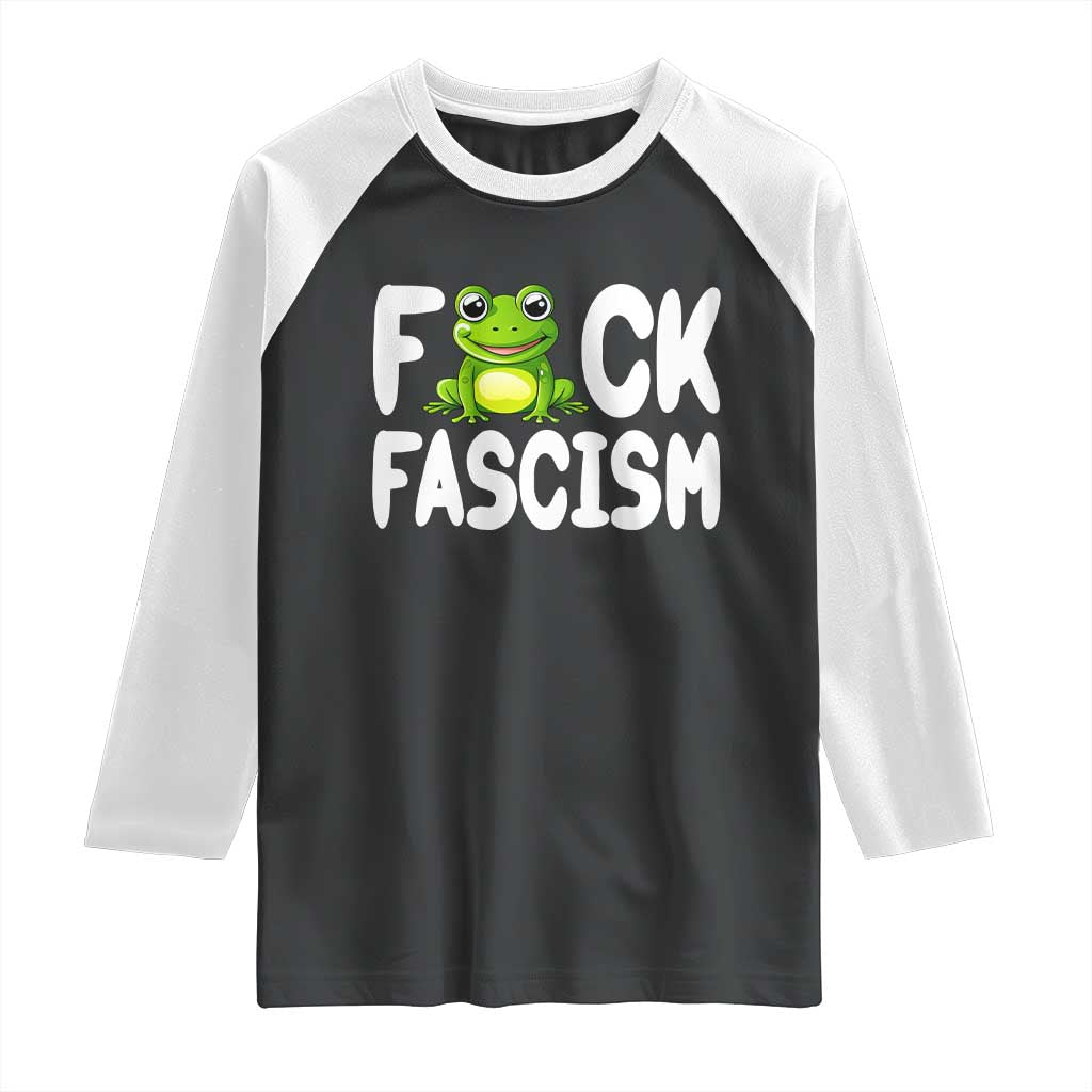Funny Frog Fck Fascism Raglan Shirt Resist Protest Human Rights - Print Your Wear