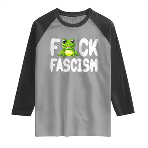 Funny Frog Fck Fascism Raglan Shirt Resist Protest Human Rights TS02 Sport Gray Black Print Your Wear