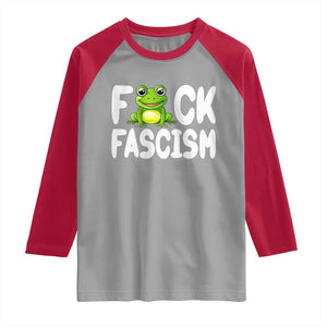 Funny Frog Fck Fascism Raglan Shirt Resist Protest Human Rights TS02 Sport Gray Red Print Your Wear