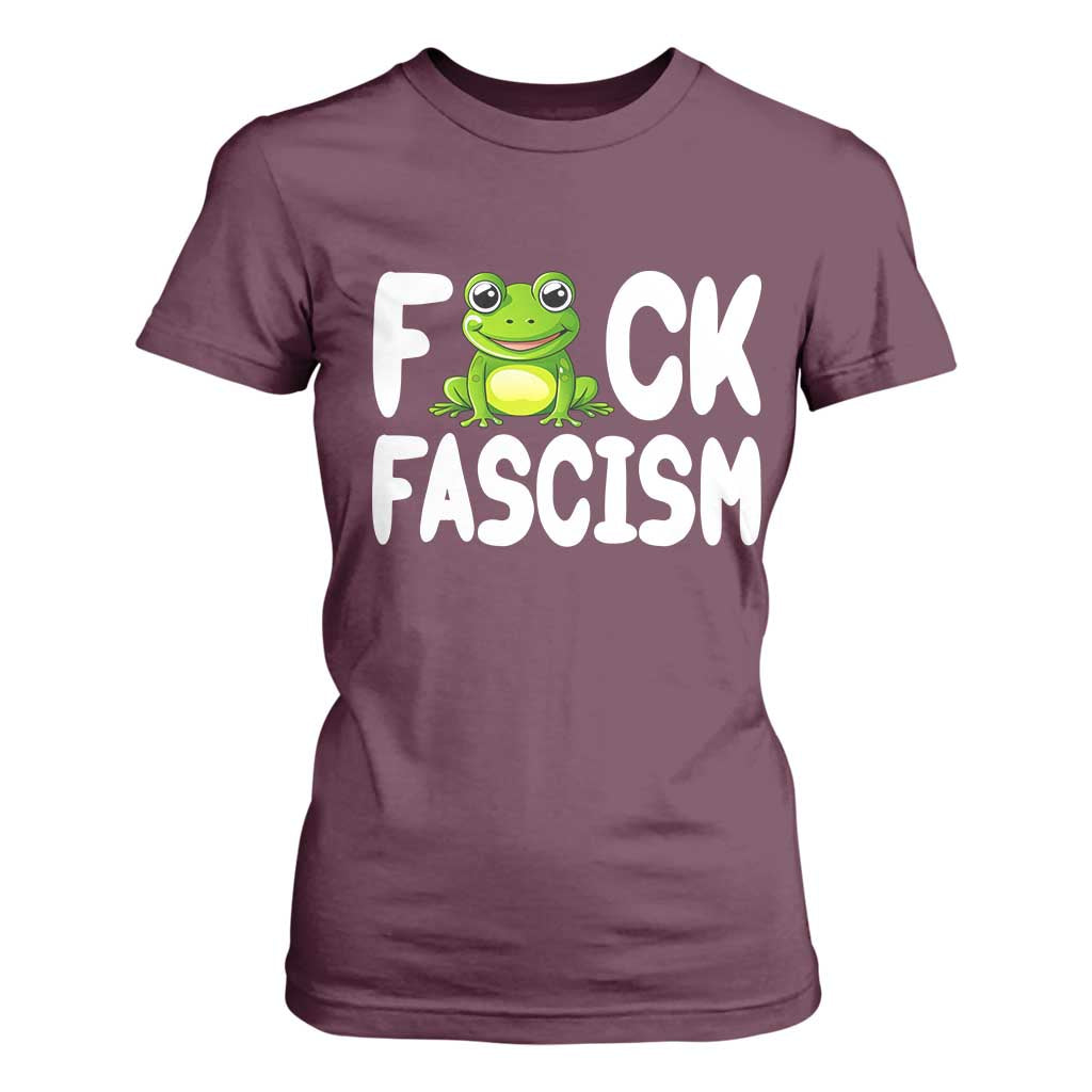 Funny Frog Fck Fascism T Shirt For Women Resist Protest Human Rights TS02 Maroon Print Your Wear