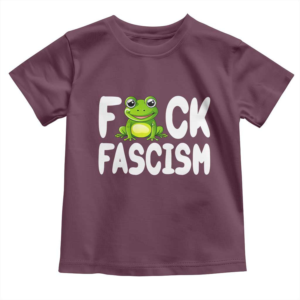 Funny Frog Fck Fascism Toddler T Shirt Resist Protest Human Rights TS02 Maroon Print Your Wear