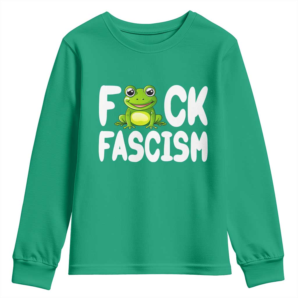 Funny Frog Fck Fascism Youth Sweatshirt Resist Protest Human Rights TS02 Irish Green Print Your Wear