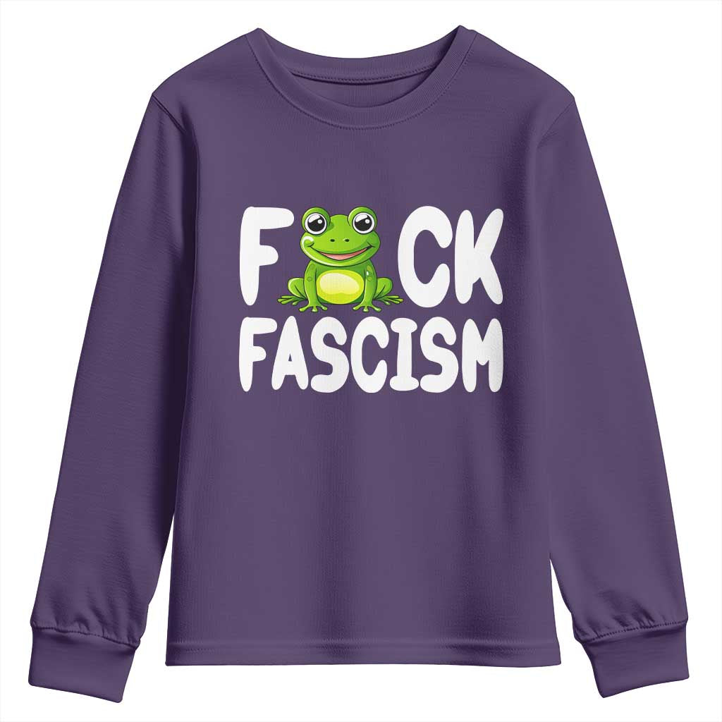 Funny Frog Fck Fascism Youth Sweatshirt Resist Protest Human Rights TS02 Purple Print Your Wear