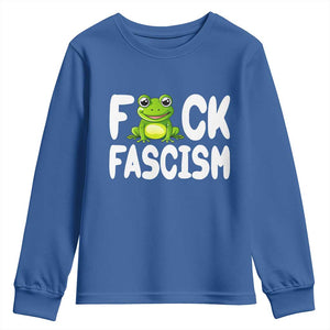 Funny Frog Fck Fascism Youth Sweatshirt Resist Protest Human Rights TS02 Royal Blue Print Your Wear