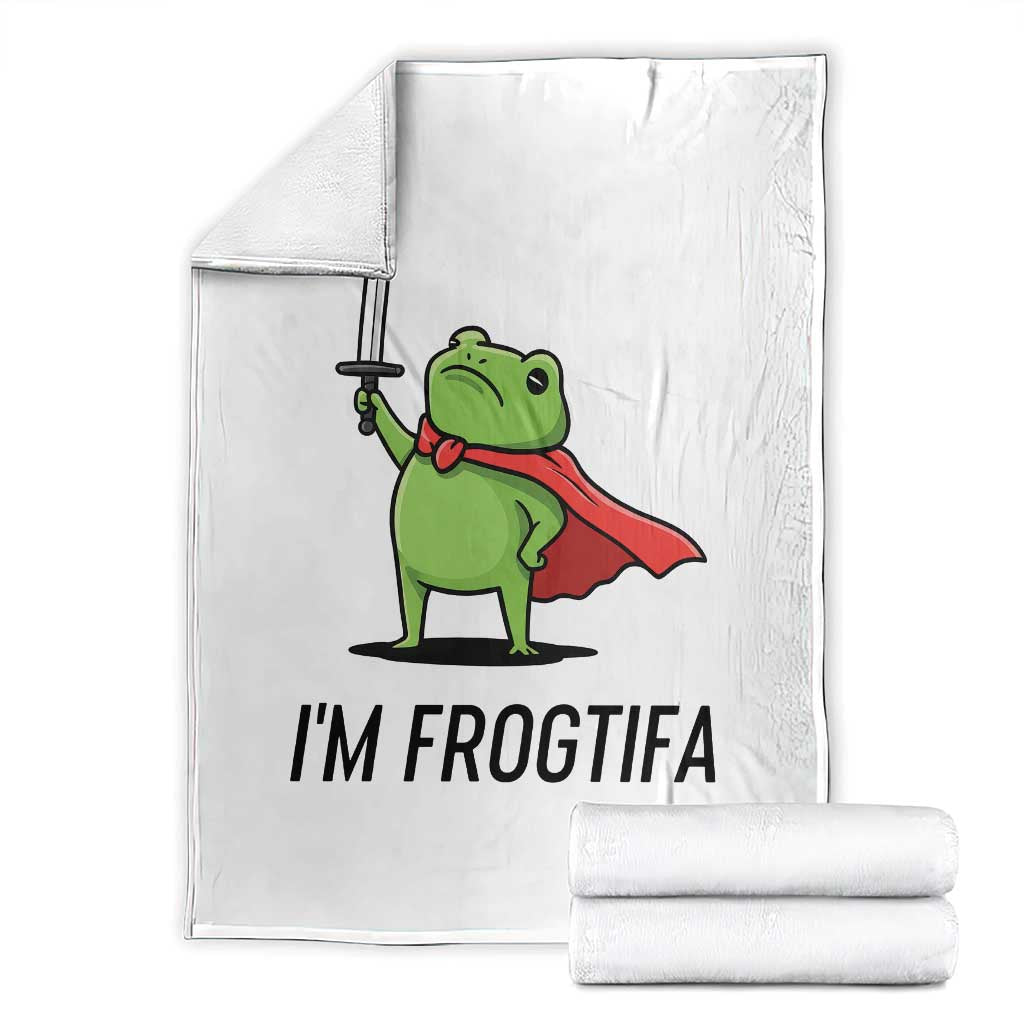 Funny Huzzah Frog Throw Blanket Im Frogtifa Knight Resist Protest TS02 White Print Your Wear