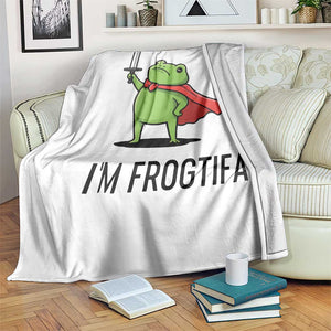 Funny Huzzah Frog Throw Blanket Im Frogtifa Knight Resist Protest - Print Your Wear