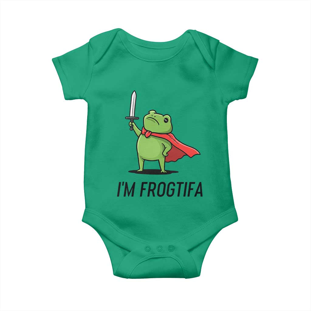 Funny Huzzah Frog Baby Onesie Im Frogtifa Knight Resist Protest TS02 Irish Green Print Your Wear