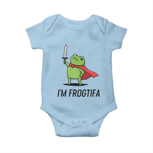 Funny Huzzah Frog Baby Onesie Im Frogtifa Knight Resist Protest TS02 Light Blue Print Your Wear