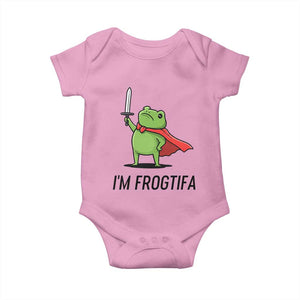 Funny Huzzah Frog Baby Onesie Im Frogtifa Knight Resist Protest TS02 Light Pink Print Your Wear