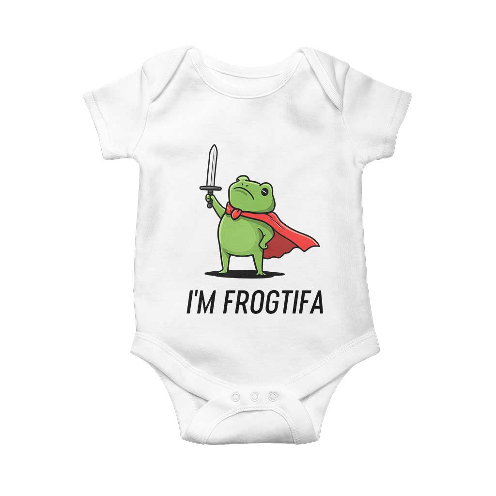 Funny Huzzah Frog Baby Onesie Im Frogtifa Knight Resist Protest TS02 White Print Your Wear